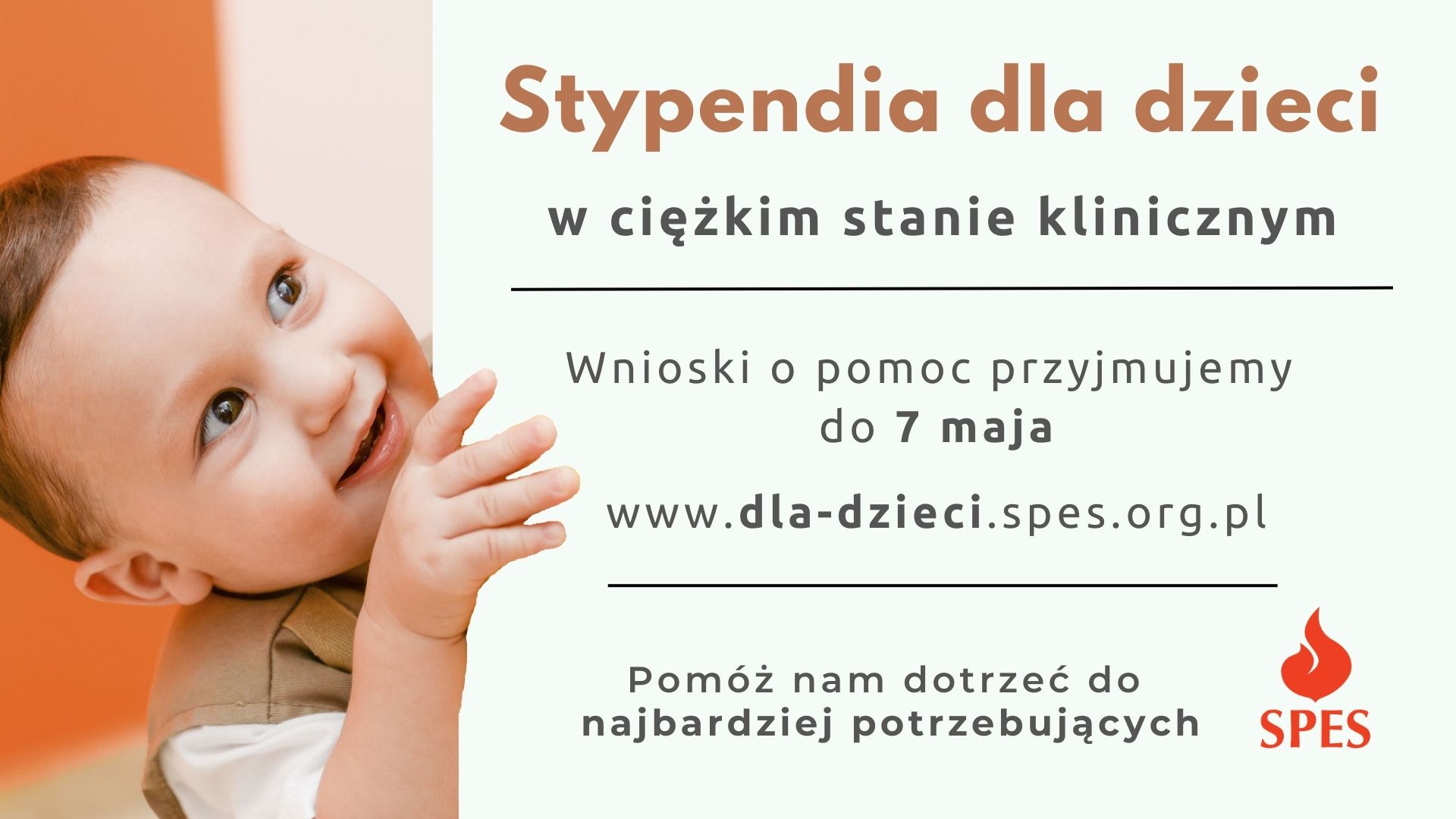 Plakat "program pomocy dzieciom stypendia dla dzieci w ciężkim stanie klinicznym" 
