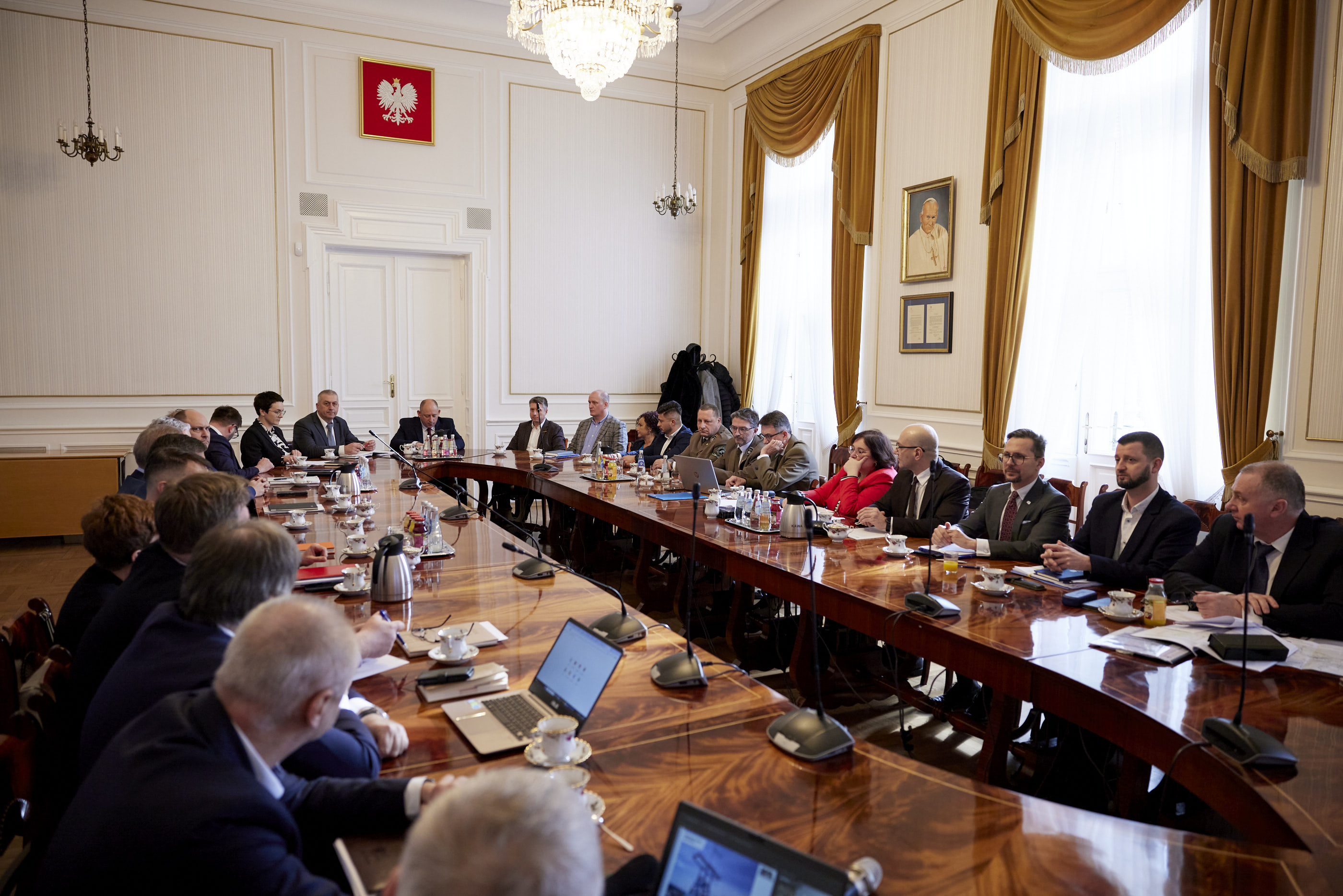Zdjęcie w sali konferencyjnej w sprawie aktualnego stanu procesu likwidacji kopalni Olkusz-Pomorzany