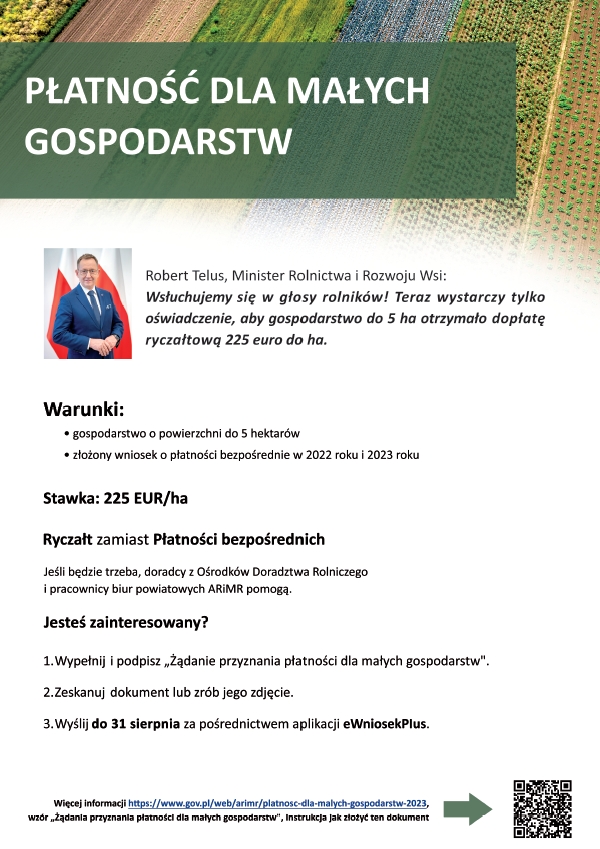 Plakat "Płatność dla małych gospodarstw" 