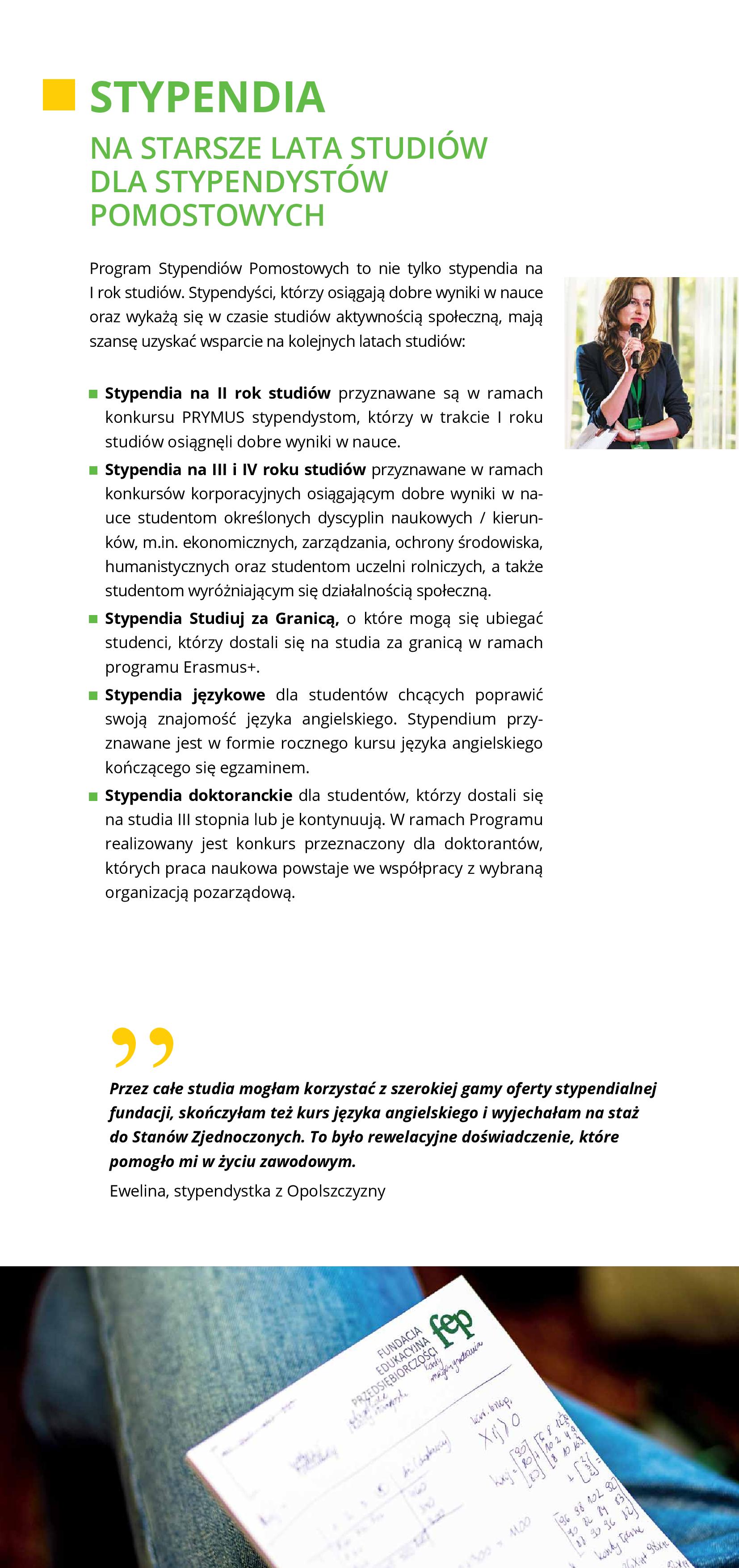 Stypendia dla starszych studentów opis